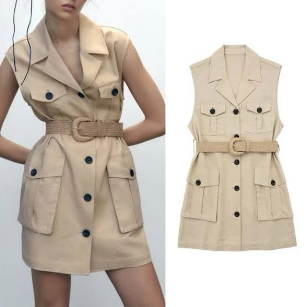 Zara Linen Blend Belted Dress